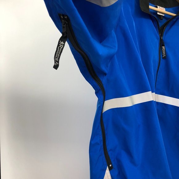 Running Room cobalt blue reflective collapsible jacket Unisex XXL packable - Picture 11 of 16